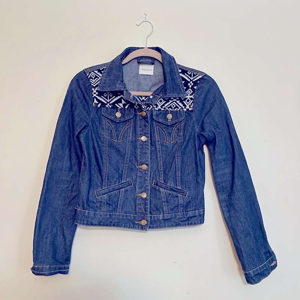 NEW Denim Jacket with Tribal-inspired print